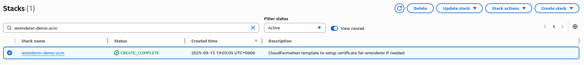 acm stack creation complete