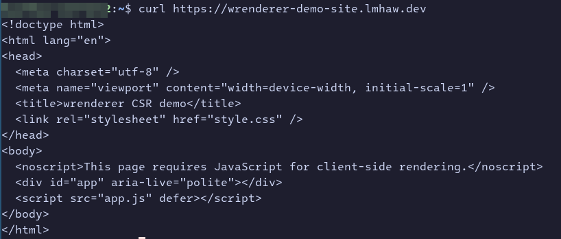Fetching site content with normal curl command